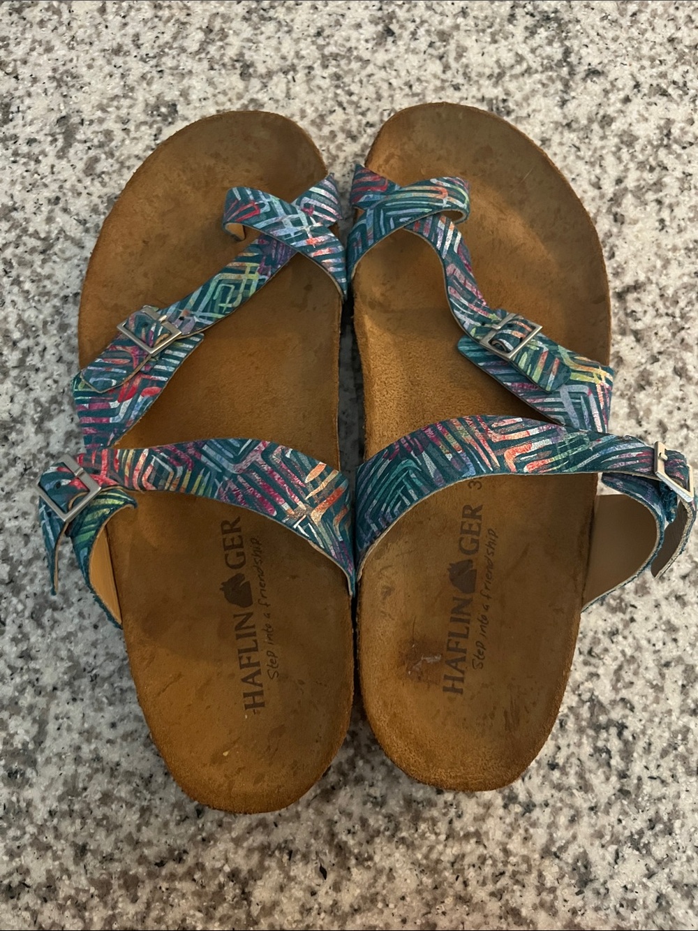 halflinger tropical print sandals